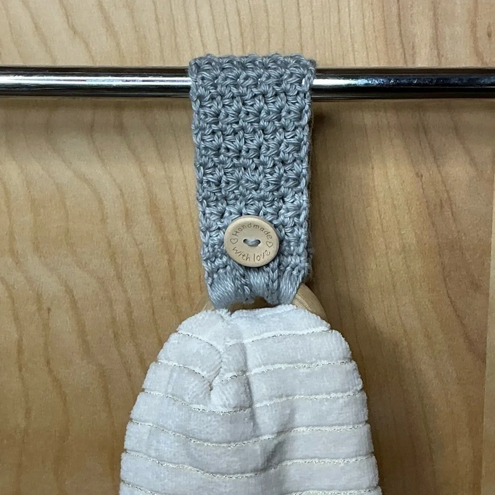 Kitchen Tea Hand Towel Holder Topper Cotton Wood Handcrafted Handmade‎ Crochet
